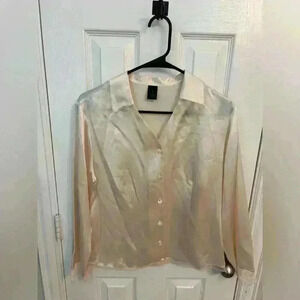 Silk Long Sleeve with Lace Blouse Size S